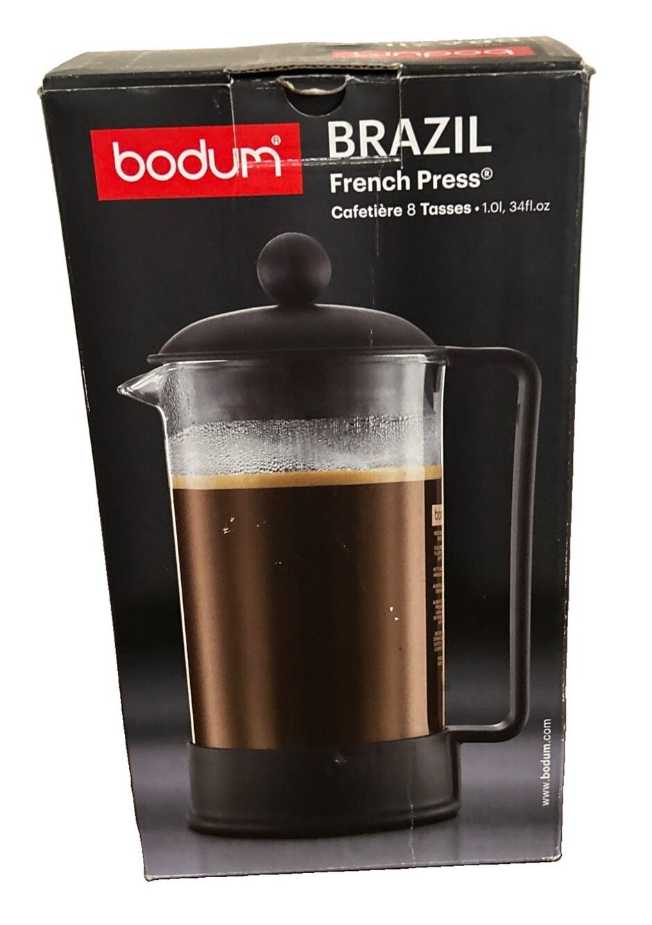 Bodum Brazil French Press Coffee Maker 8 Cup 34 Oz With Manual Pre-Owned